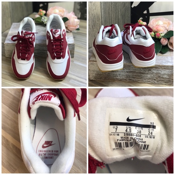 NWT Nike Air Max 1 Red Crush White W AUTHENTIC - Picture 7 of 7